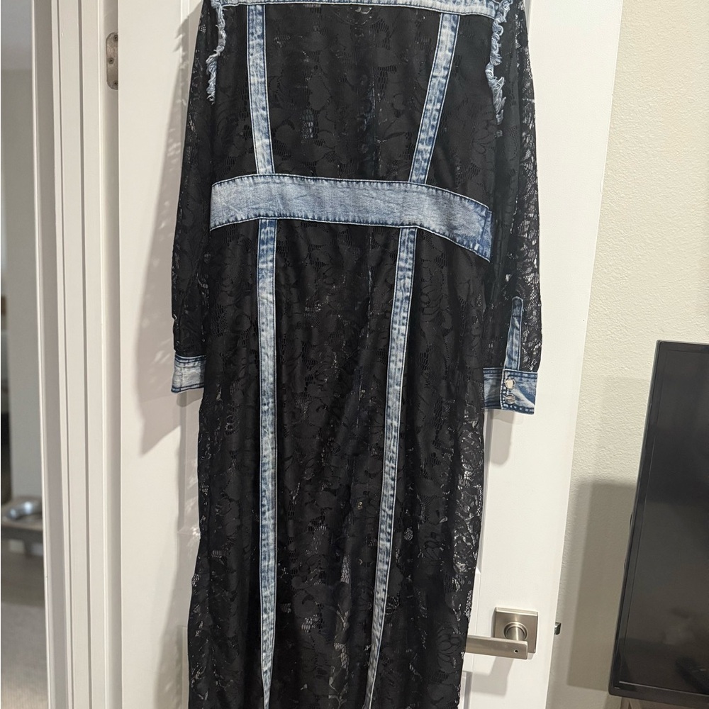 Adore Black Lace with Blue Denim Detail